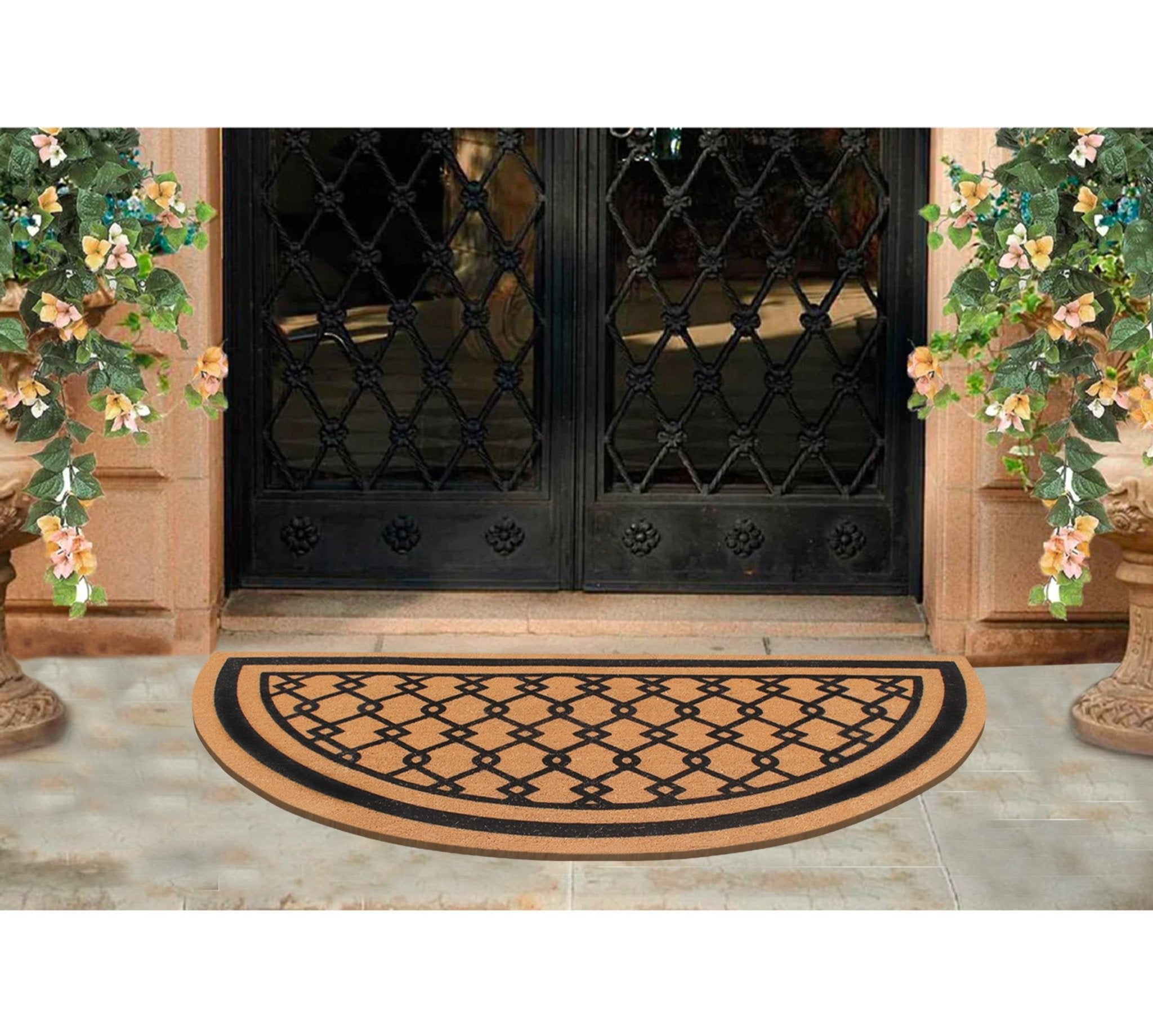 Charlotte Half - Round Entry Flock Doormat 30"X60" - Delara