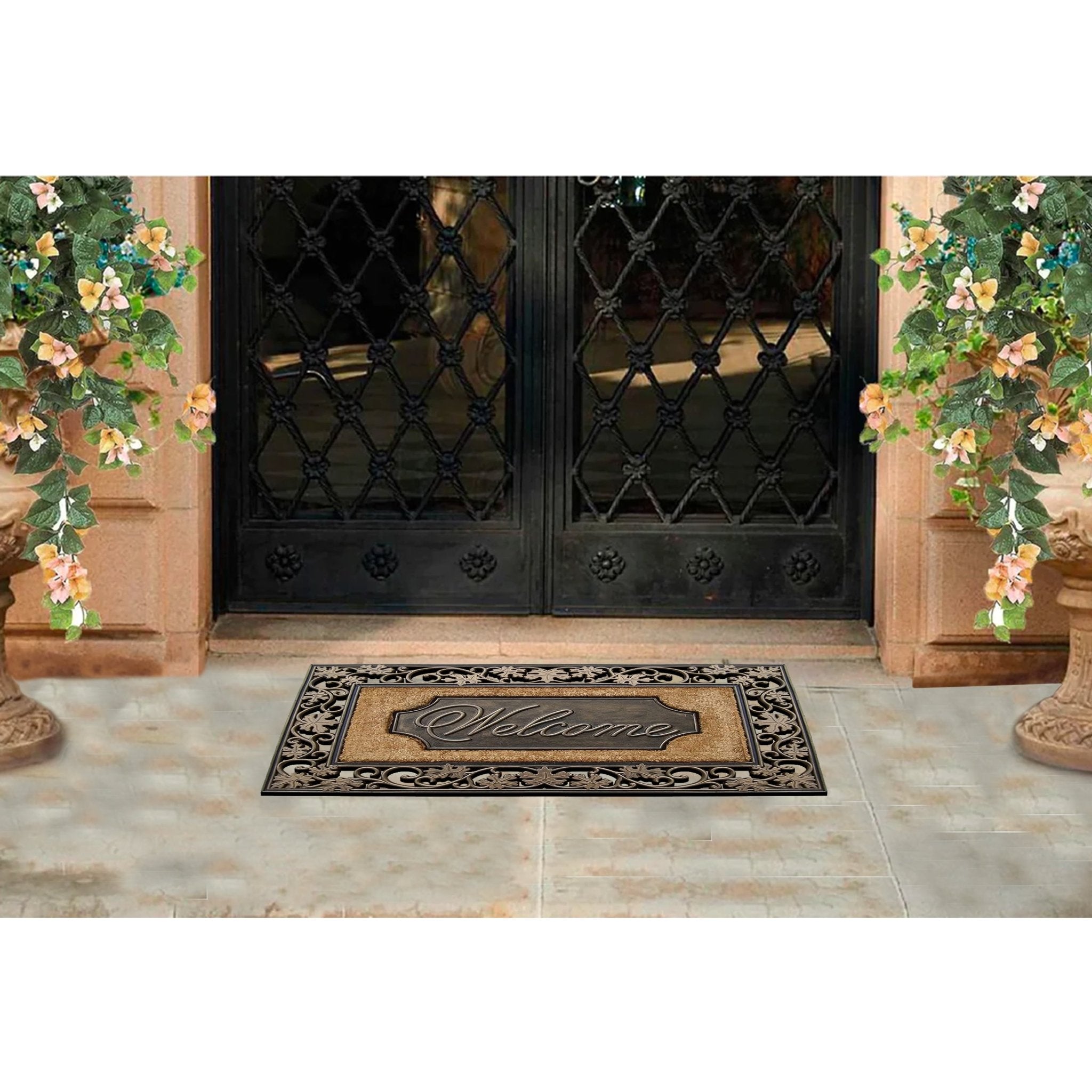 Floral Welcome Bronze Doormat - Delara