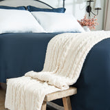 Organic Cotton Cable Knit Throw (Ivory)