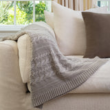 Organic Cotton Cable Knit Throw (Ivory)