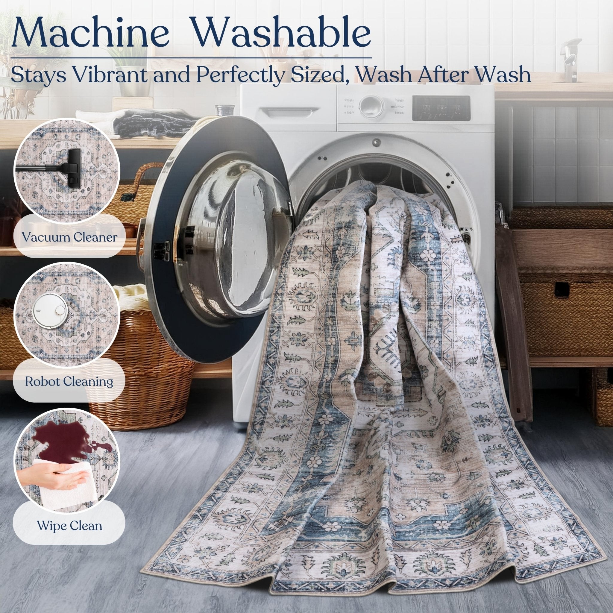 Vintage Bloom Machine Washable Rug - Delara