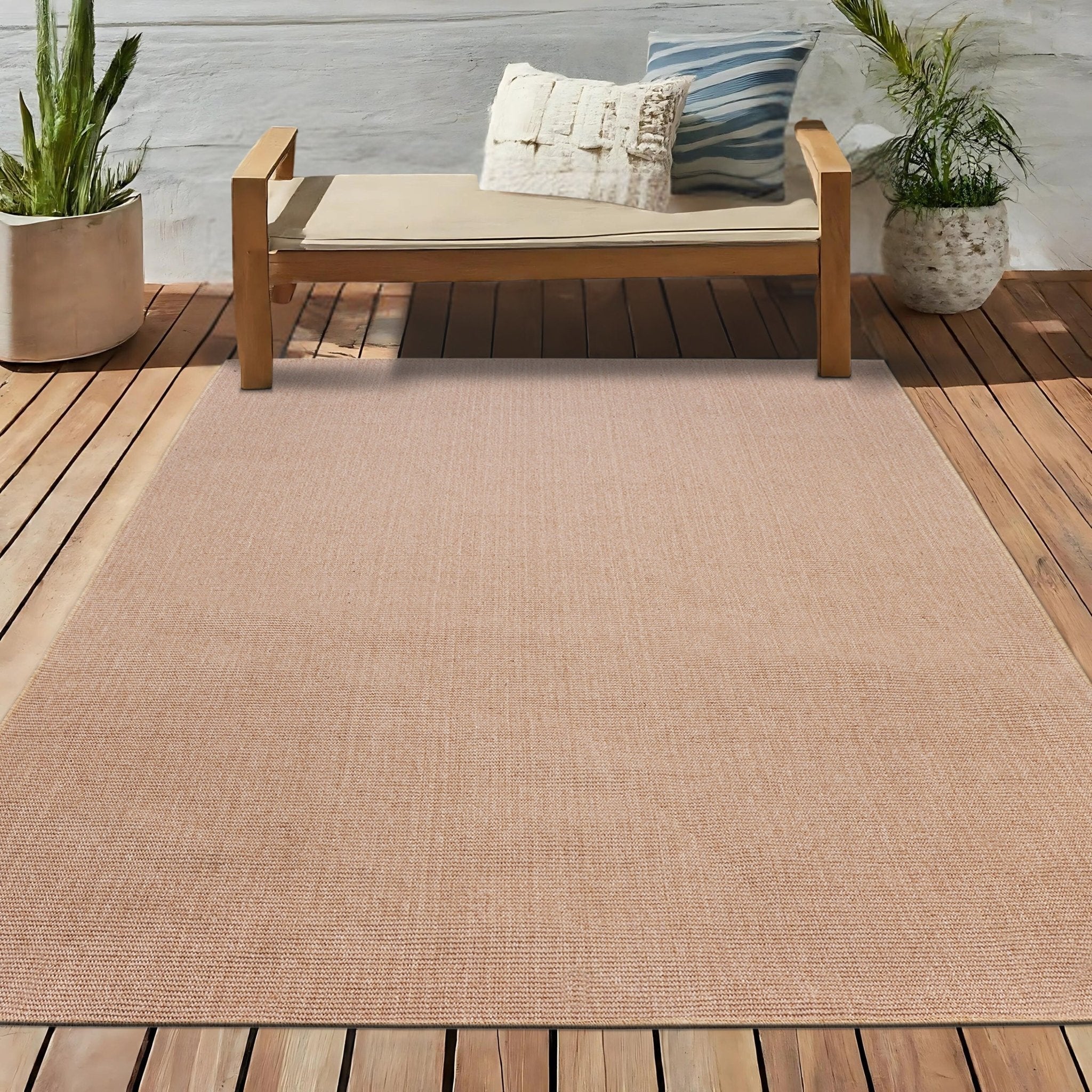 Washable PET Outdoor Rug (Dark Beige) - Delara