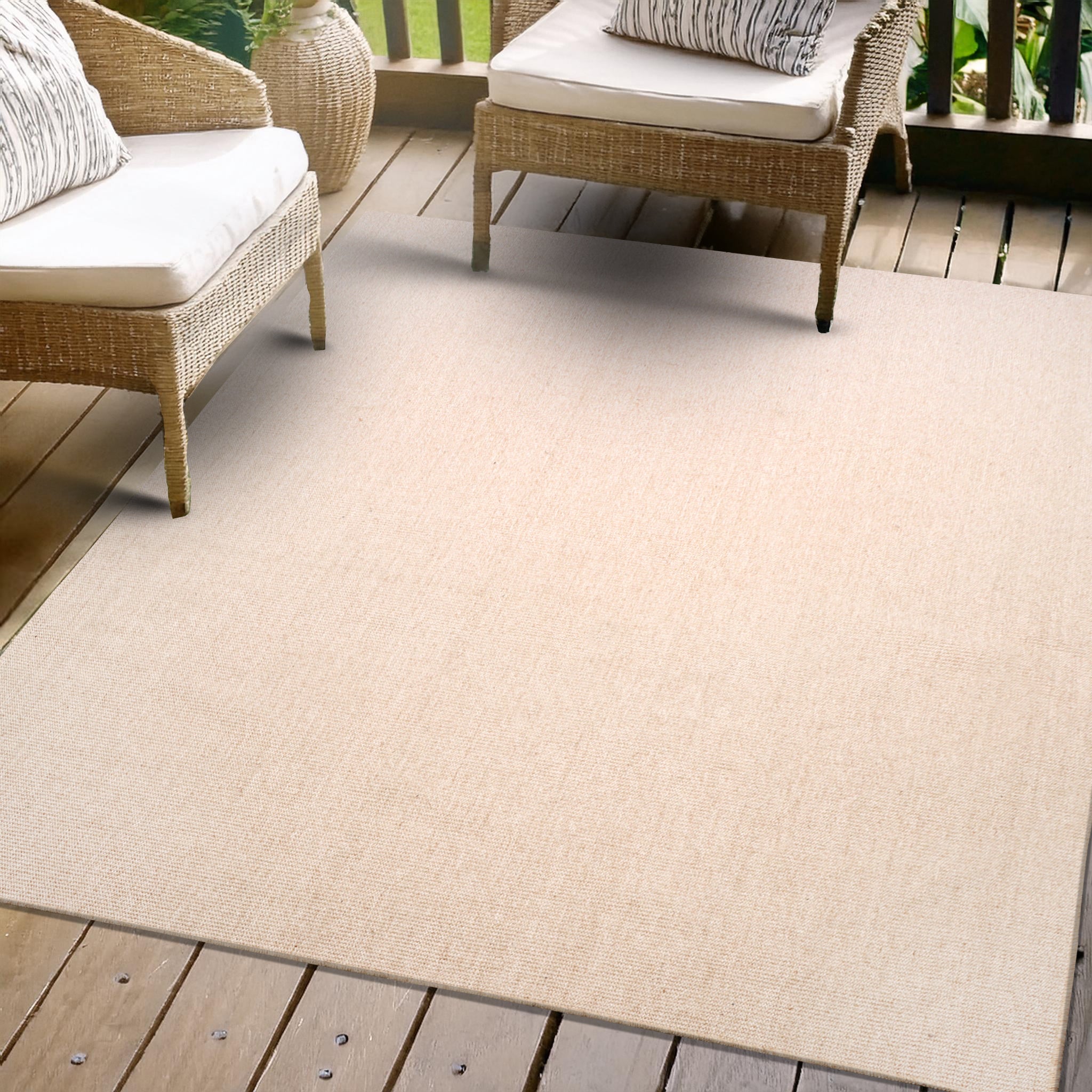 Washable PET Outdoor Rug (Light Beige) - Delara