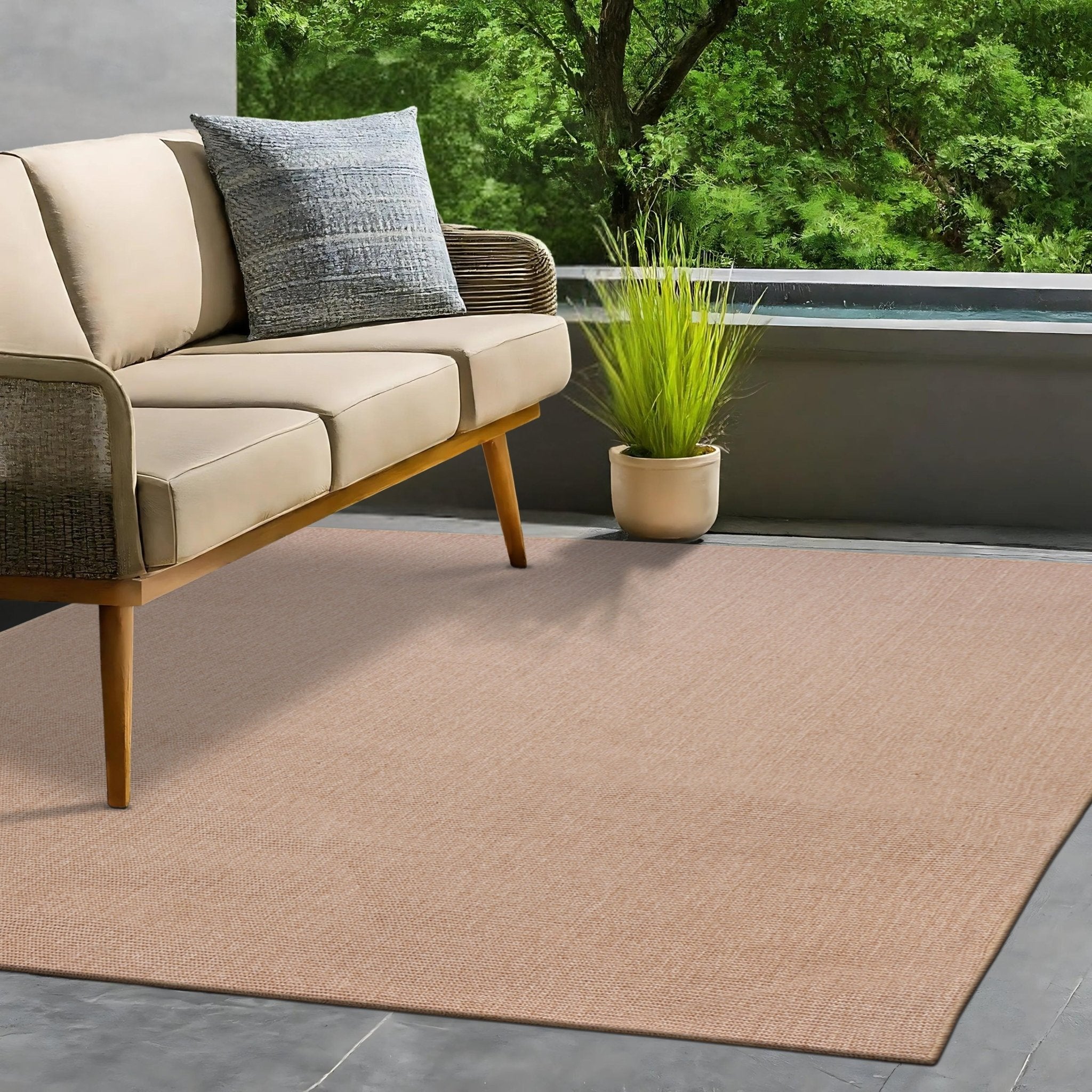 Washable PET Outdoor Rug (Dark Beige) - Delara