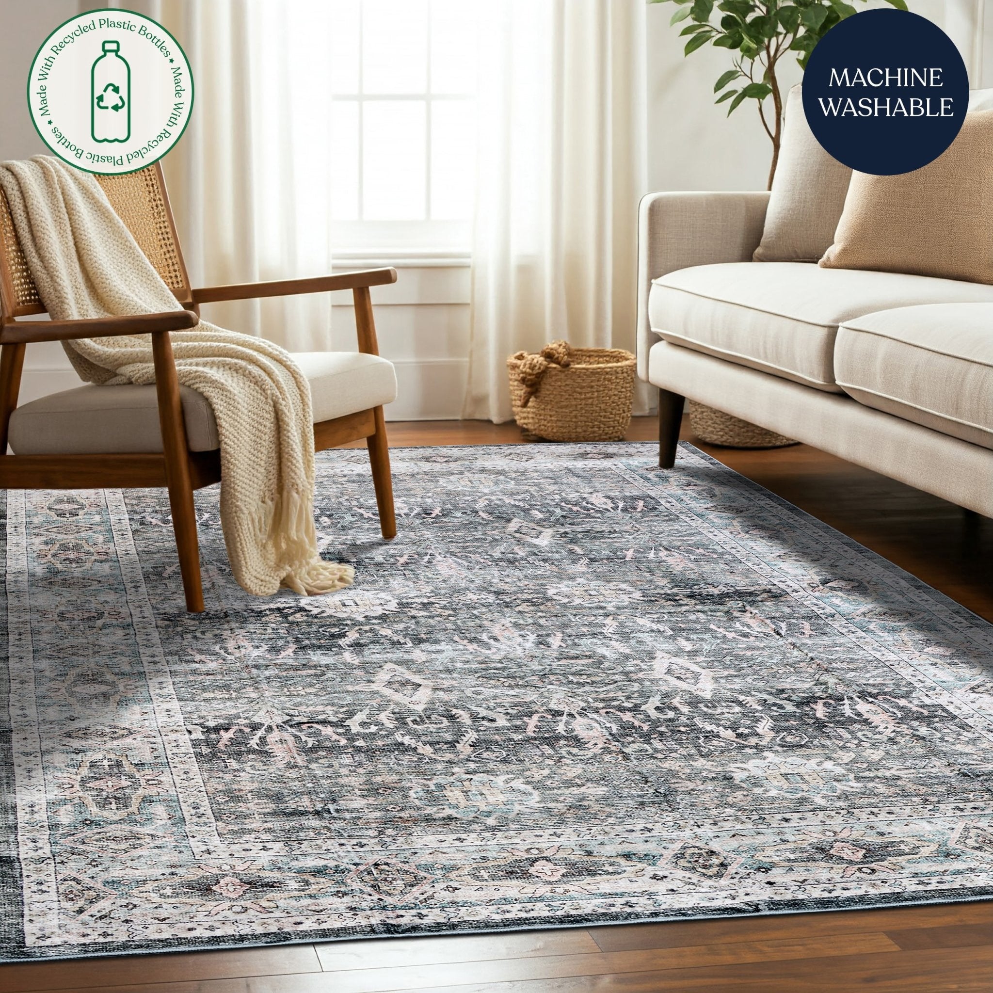 Twilight Ash Machine Washable Rug - Delara