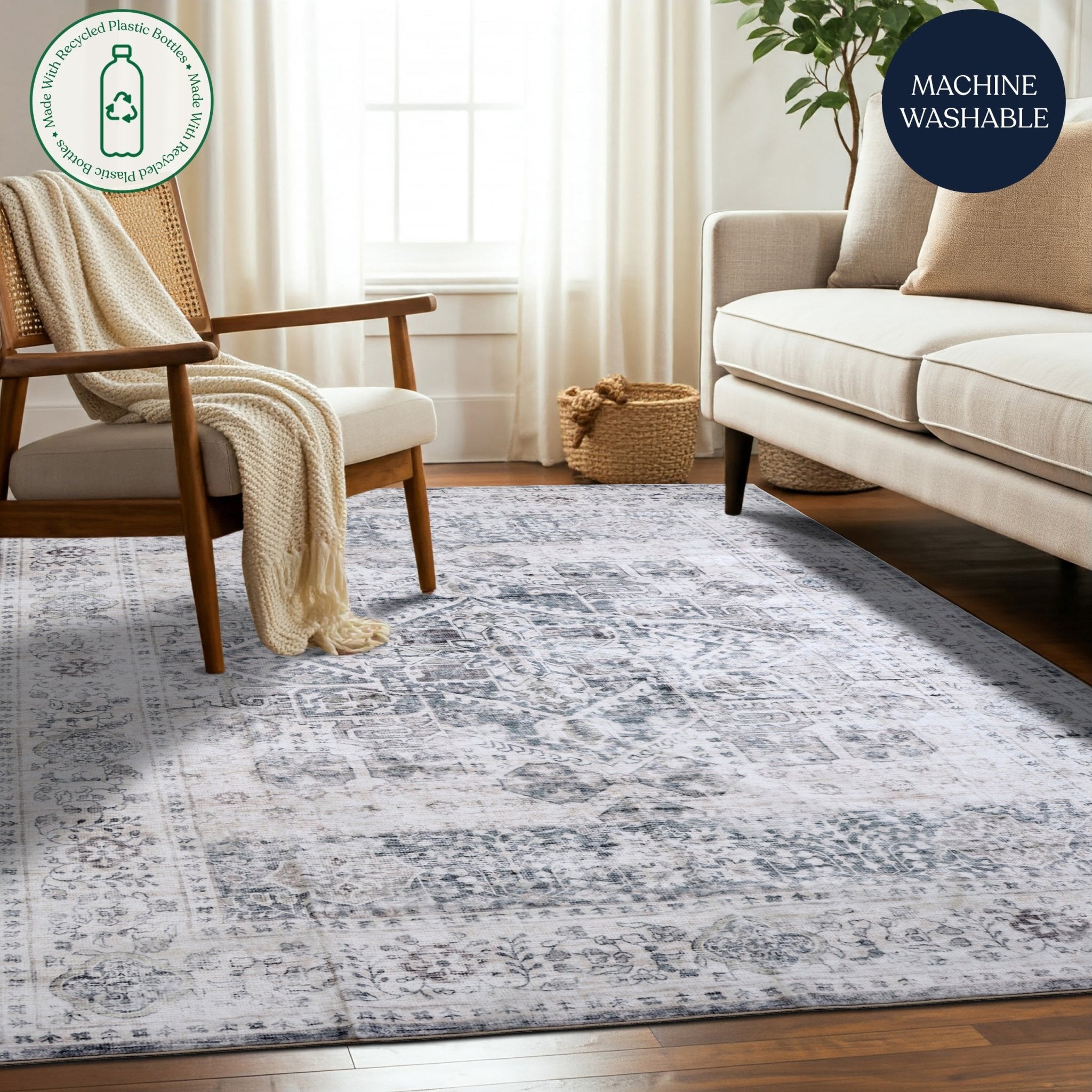 Eternal Ash Machine Washable Rug - Delara