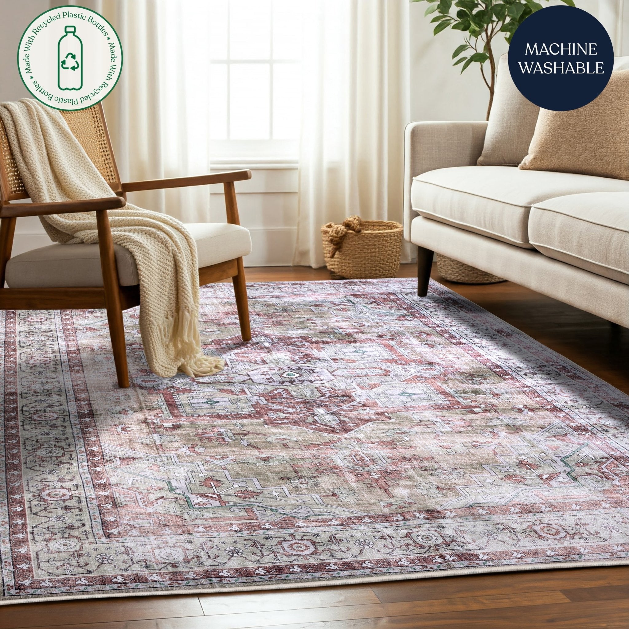 Desert Rose Machine Washable Rug - Delara