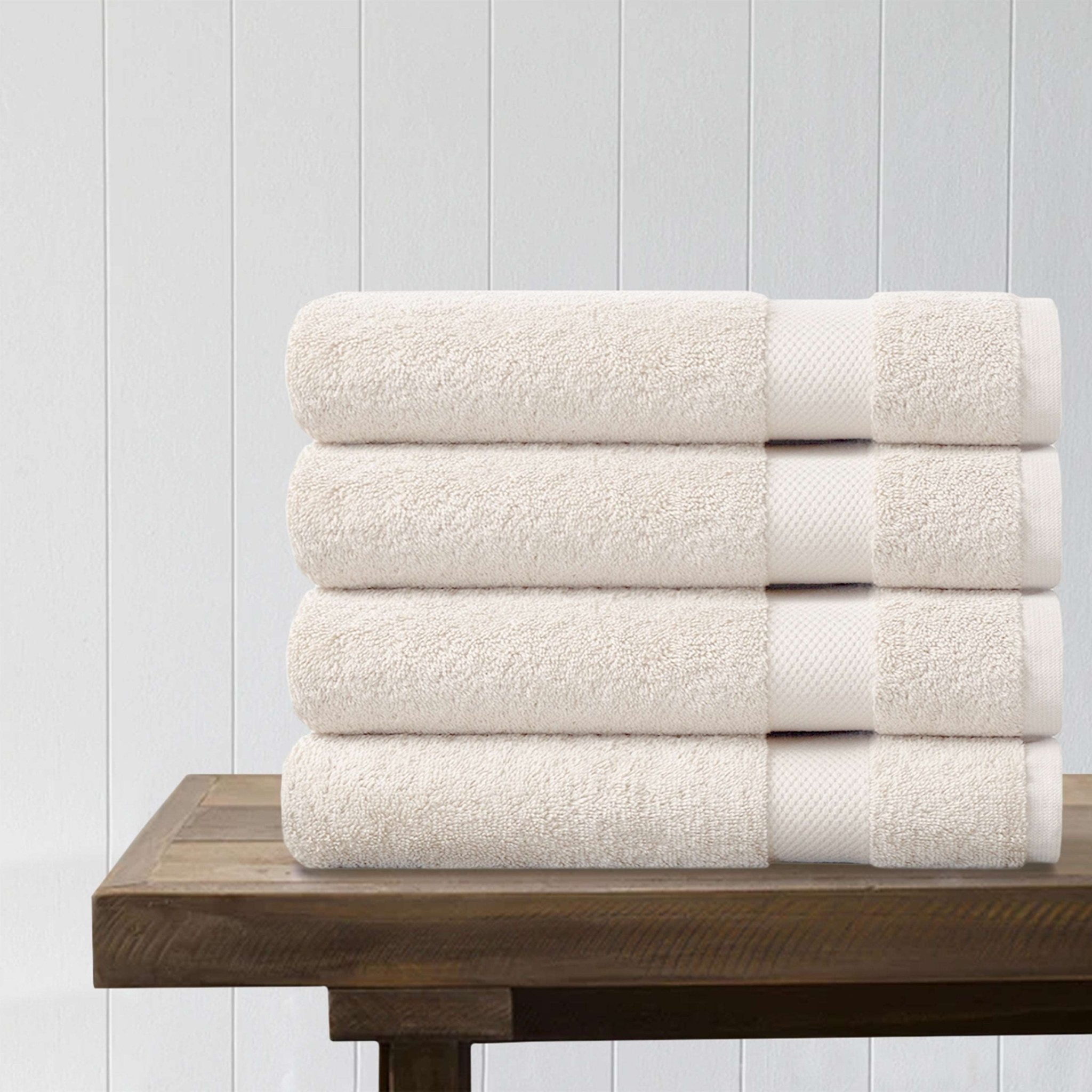 100% Organic Cotton Quick Dry Bath Towel (Ivory) (Pack of 4) - DelaraHome